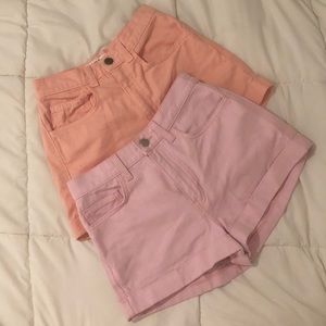 American Apparel High Waist Shorts Pink Salmon